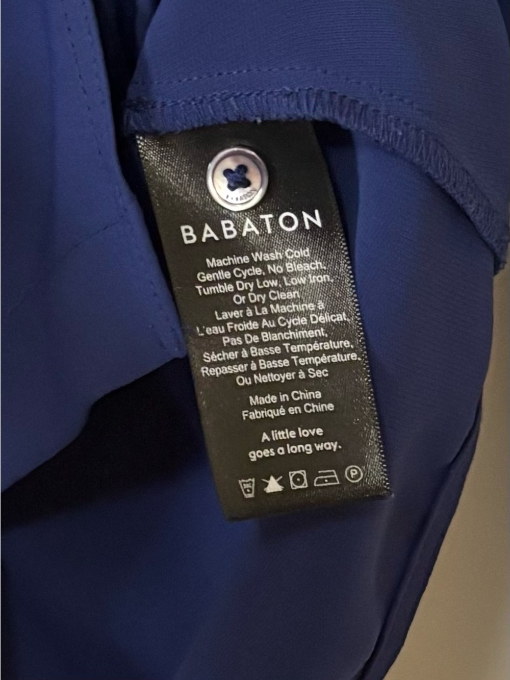 Babaton| Aritzia| Royal Blue Power Blouse V-Neck Long Sleeve Top Sz XS - Picture 6 of 6